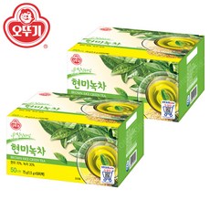 오뚜기 현미녹차 50T X 2개(100T) 기호성차 일회용 티백 탕비실, 1.5g, 50개입, 2개