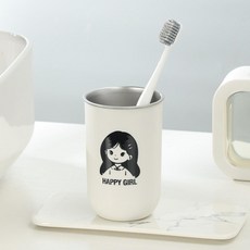幸福女孩 304不鏽鋼漱口杯/刷牙杯, 1個, 幸福女孩, 304不鏽鋼內膽