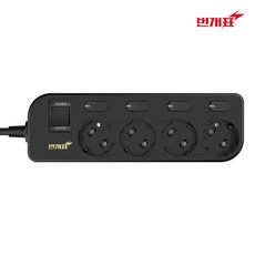 번개표 절전형 뉴개별스위치 멀티탭 4구 M4B-S3/R, 1.5m, 블랙, 1개