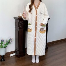 空氣棉保暖長款睡袍 2025新款大碼浴袍家居服