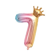 블링모어 대형 왕관 숫자 풍선 생일 기념일 이벤트, 1개, 레인보우 숫자 7