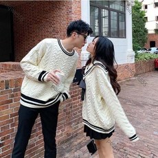 熱銷情侶毛衣情侶裝套裝：學院風寬鬆大尺碼針織情侶裝, 1個, 黑色百褶裙,M【建議體重42-52公斤】