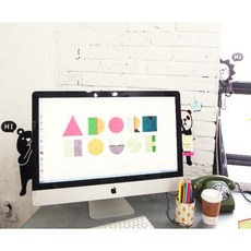 ADORE HOUSE 電腦螢幕側邊便利貼留言板, 1個, 黑熊-右