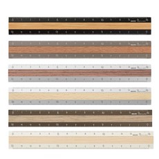 미도리 자 알루미늄&우드 15cm, 1개, 다크브라운 우드