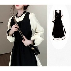 Choyur여성 가을 겨울 배색 원피스 세트 패셔너블 긴팔 디자인zyq