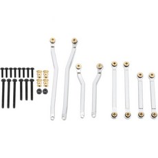 8개 세트 RC 휠베이스 링크 로드 구리 알루미늄 합금 섀시 연결봉 당기기 HOBBYPLUS 118 4WD CP18P 카 내구성 가벼운 서스펜션 업그레이드 키트 블랙, 은색