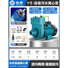 ZDK自吸泵220V家用大流量清水泵抽水機農用污水化糞池排污離心泵 農用污水泵 化糞池排污泵 抽水機 抽水泵, 750W1寸（220v）清污兩用