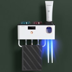 살균 칫솔 홀더 비 천공 전동 칫솔 살균기 다기능 자외선 칫솔 살균기, 검은 칫솔 홀더 두 컵, 1개