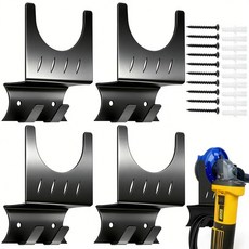 Tlence 앵글 그라인더 홀더 4팩 코드 행거가 있는 폴리셔 보관 랙 12.7cm(5인치) 그라인더용 벽 마운트 브래킷 임팩트 렌치 스크루 드라이버 핸드 샌더용 튼튼, Tlence 앵글 그라인더 홀더 4팩, 코드 행거가 있