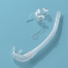 多彩濕式呼吸管 自由潛水 矽膠 小嘴 大弧度, 透明,呼吸管