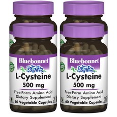 Bluebonnet 左旋半胱胺酸 500mg植物膠囊 無麩質, 60顆, 4罐