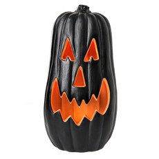 萬聖節黑色南瓜燈籠裝飾，庭院室內節慶擺設，獨特造型燈飾，營造萬聖節氣氛, 28吋黑色長南瓜燈