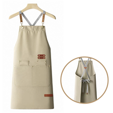 어린이 방수 자수 앞치마 남아 여아 미술 학원 유치원 요리 공방 준비물, 아이보리색