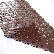 TEESHLY 욕조 및 샤워 매트 미끄럼 방지 페블 88.9 x 40.6cm(35 16인치) 세탁기 세탁 가능한 배수 구멍 포함 욕실용 흡착 컵 (브라운)_175511, 브라운_175511