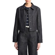 Vince 여성용 크롭 슬림 셔츠 재킷 딥 인디고 XL