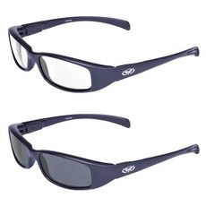 Global Vision 뉴 애티튜드 블랙 스포츠 오토바이 라이딩 선글라스 2쌍 투명 & 스모크 렌즈 135252, Global Vision 뉴 애티튜드 블랙 스포츠 오토