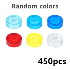 MOC 98138 35381 라운드 플랫 타일 450Pcs 빌딩 블록 1x1 부드러운 교육 크리 에이 티브 벽돌 장난감 호환, 04 Clear Random Colors