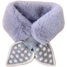 萱寶媽咪BABY童裝 韓版兒童秋冬毛絨圍巾 女童圓點拼接毛絨小領圍巾 毛茸茸保暖造型圍巾 寒流小童女生保暖圍巾