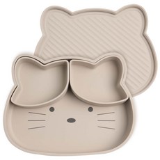 키도러블 고양이 디바이더 흡착식판 (뚜껑 포함), 1개, 웜그레이