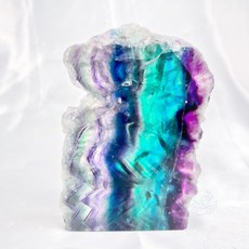 мσσи_нασ ᙏ̤̫͚ 黃31 螢石片 微透 山形千層 方塊體 帶彩虹光 （送支架）綠螢石 透明螢石 紫螢石