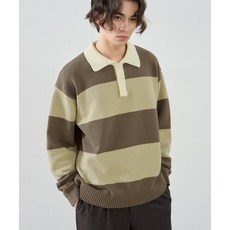 브랜드정품 드로우핏 DRAW FIT 스트라이프 코튼 카라 니트 MOCHA BROWN 280305