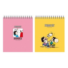 피너츠 스누피 상철 그리드 노트 Yellow + 랜덤 발송, 혼합 색상, 1개