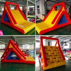 어린이 야외 물놀이 워터 파크 장비 풍선 트램폴린 대형 바다 공 시소 장난감, 4x2x2.5 두꺼운 삼각형 슬라이드(빨간색)