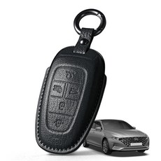 프리미엄 고급 산양가죽 스마트키케이스 / 현대 더 뉴 그랜저 IG (2019.11-2022.11) 호환 / 키홀더 키커버 감성 키보호케이스, 5버튼, 블랙
