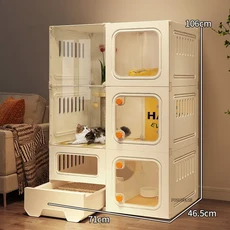 초대형 무료 공간 고양이 빌라 홈 실내 투명 케이지 통합 화장실이있는 다기능 야외 캐비닛, 09 C 71x46x106cm white