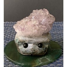 綠瑪瑙邊帶鈦紫晶花刺蝟裝飾品，小型寵物籠配件，打造舒適夢幻小窩, 1個