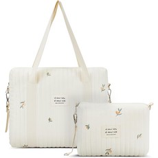 파터 2pcs 퀼팅 기저귀 가방 토트 세트 다기능 면 산부인과 병원 여성 간호사용 야간 여행 핸드백, Bear