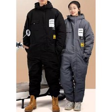 양털 오토바이 점프복 겨울 방한복 라이더 우주복 배달복 일체형 바이크 동계 방수 작업복, B. 블랙 두꺼운 타입 (뒷면지퍼), XXL