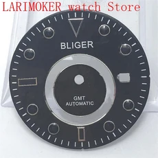 BLIGER 멸균 시계 다이얼 부품 Miyota-DG-2813-3804 ETA2836-2824 자동 무브먼트 블루 루미너스 마크에, 10 Matte black
