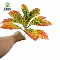 인공 크로톤 식물 나무 색상 잎 가짜 단풍 결혼식 집 사무실 장식, [09] 30cm yellow, 1개