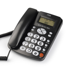아이텍 사무용 업소용 발신자표시 유선전화기 IK-310 큰버튼 매장 단말기/팩스가능, 블랙