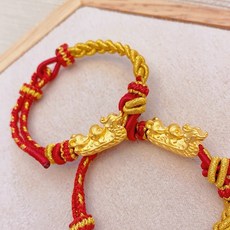 儒家寶寶 彌月金飾 黃金手繩/純金9999 龍年 三合 龍 鼠 猴 生肖 編織手繩/手鍊 龍舟 彌月 飾品 手鏈