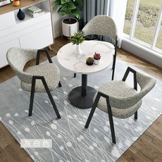 회의용 원탁테이블 사무실 의자 탁자 리셉션 원탁 4인용, AB. 대리석 무늬가 있는 회색 천 테이블