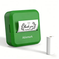 Ablemark 라벨 프린터기 스티커 라벨지포함 고속인쇄 바코드 생성 큐알코드 스캔 가능, 1세트, 그린