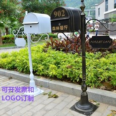 Shark家具 歐式鐵藝別墅信箱 室外防雨收件箱, 黑色單箱子