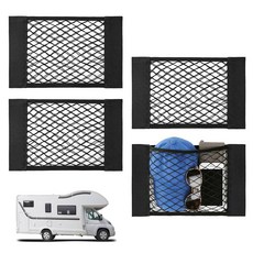 빅메타 4PCS 스티커 접착 화물 보관 RV 8개가 메쉬 스트립 SUV용 네팅 있는 네트, 4