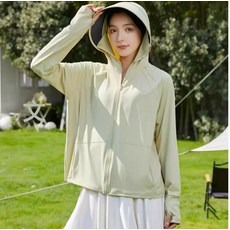 DIU 戶外防曬服女遮陽防護加寬黑膠帽檐戶外涼感輕薄透氣大口袋防曬服, L(115-145斤)