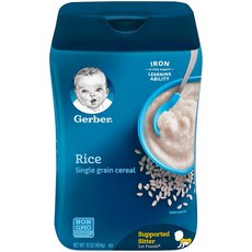 Gerber 거버 싱글 그레인 시리얼 라이스 이유식 16oz(454g) 6팩, 454g