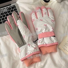 可愛騎行全指觸屏保暖手套女 加絨防寒滑雪防風
