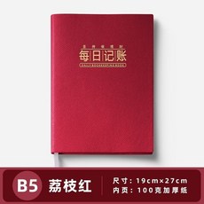每日記賬本 B5 荔枝紅 100克加厚內頁, 1個
