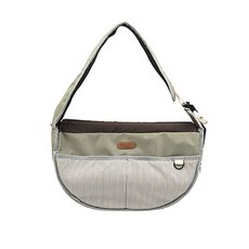 강아지 뉴 스트라이프 그레이 슬링백 (M) 이동 가방, 없음