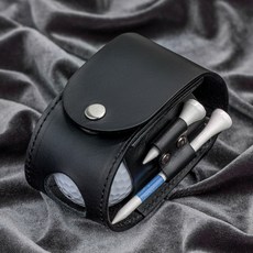 엘르레더 골프공케이스 가죽 핸드메이드 볼주머니 공케이스 파우치, 원톤블랙, 1개