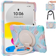 Pepkoo 아이패드 11세대(A16) 11인치 2025용 10세대 케이스 10.9인치 2022 360도 회전 링 스탠드 킥스탠드 및 펜슬 홀더가 있는 아동용 충격 방지, 블루 색상