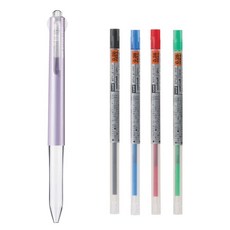 유니 스타일핏 4C 홀더 + 0.28 리필심 4색, P.퍼플(P11) + 리필 4색