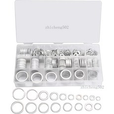 盒裝鋁製密封墊圈 M6-M24 耐高溫平墊圈套組, 1個, 568個鋁墊圈(M6-M24)