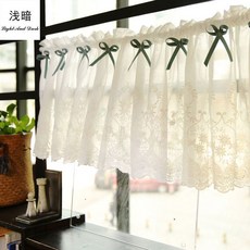 美式鄉村半簾隔斷門簾廚房短簾韓式咖啡簾田園裝飾簾頭窗簾窗紗簾, 酒紅色蝴蝶結短簾,平鋪100*30高釐米一條, 酒紅色蝴蝶結短簾